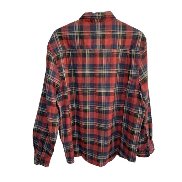 Mens XL Grunge Shirt Red Plaid Flannel Long Sleeve Button-Front 100% Cotton - Picture 2 of 11
